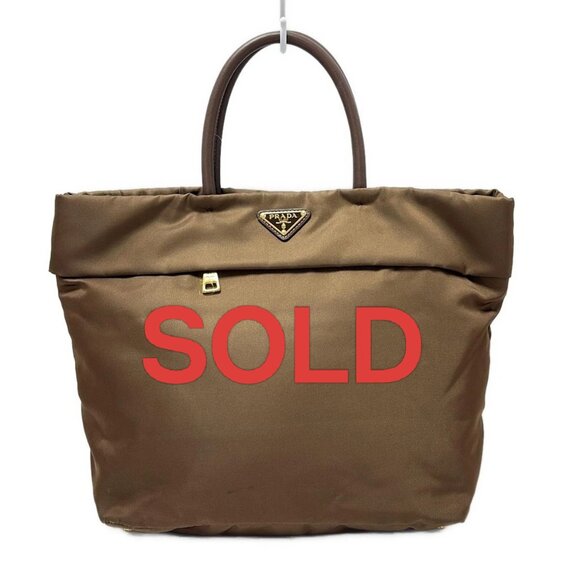 PRADA Tessuto Double - Brown Nylon Leather Tote Bag 352-080225 - Picture 1 of 8